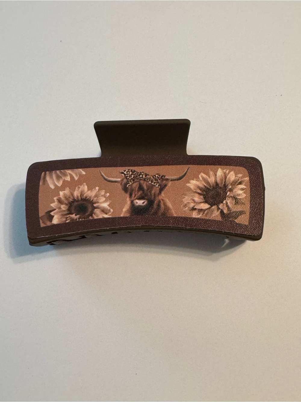 Country Western Boho Highland Cow Sunflower Claw Clip